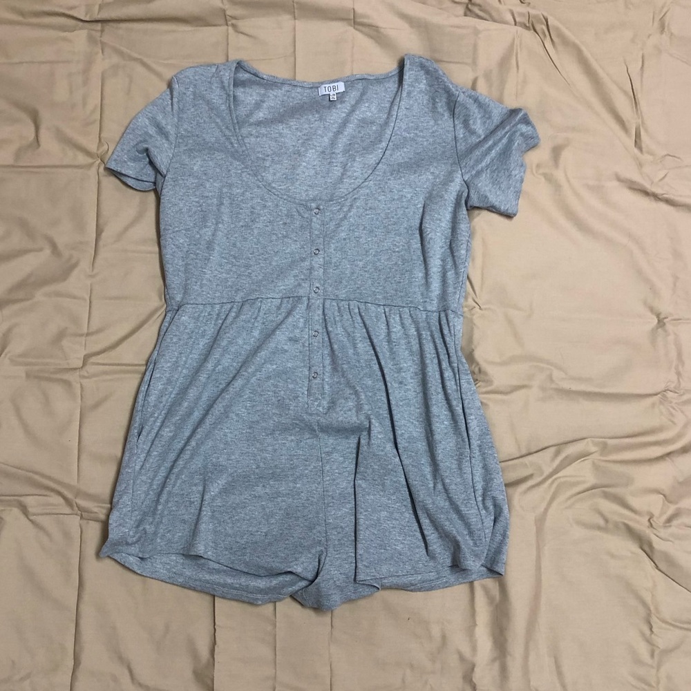 Ribbed Button Down Romper